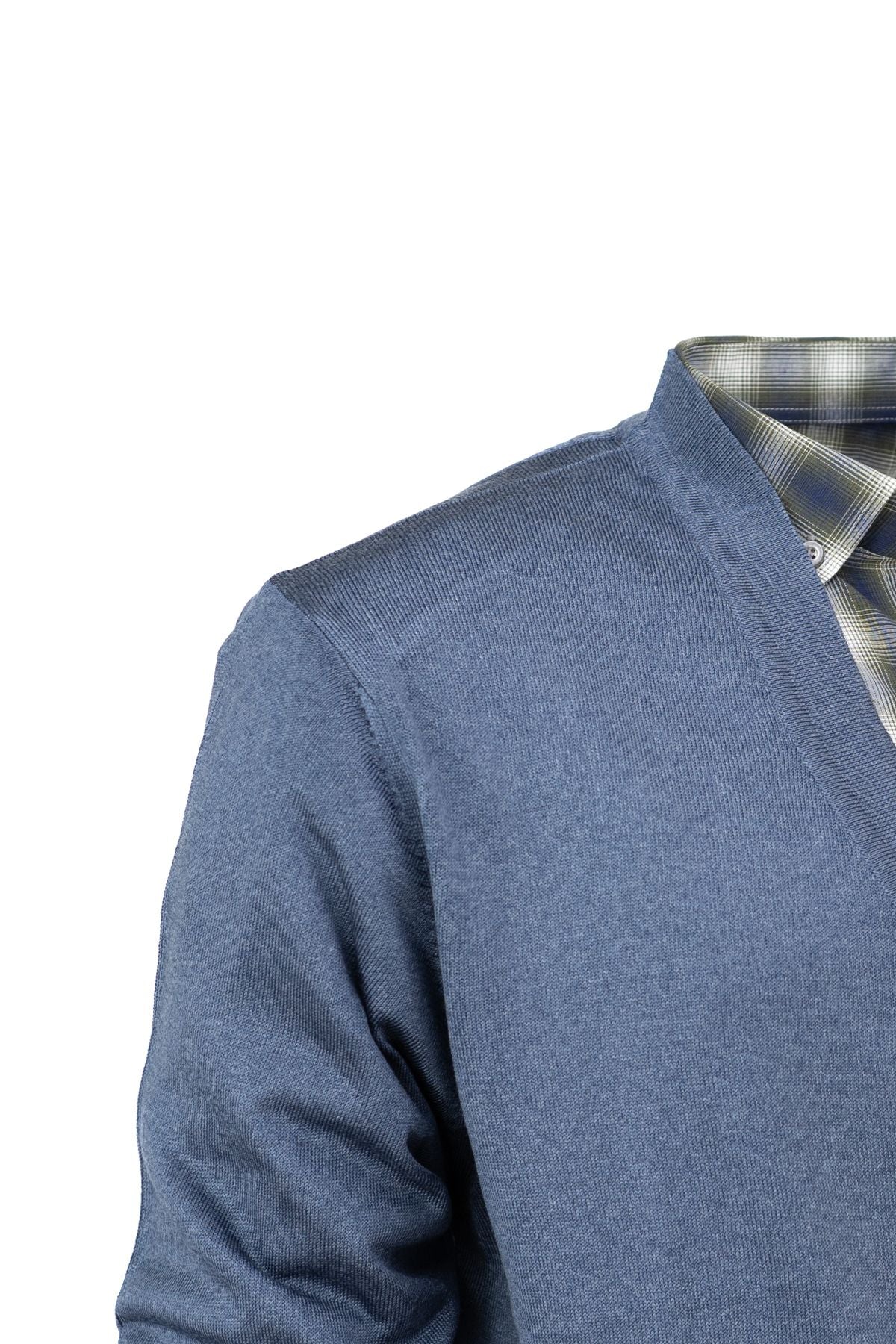 Erkek Mevsimlik Yünlü Örme Klasik Hırka V Yakalı Düğmeli Çift Cepli Rahat Kesim Tam Kalıp